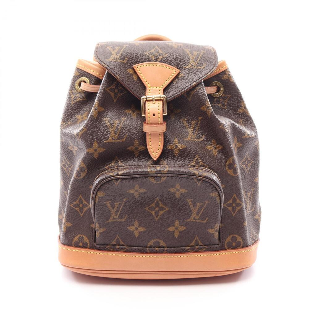 Louis Vuitton Montsouris Monogram Backpack Bag Canvas Leather Brown